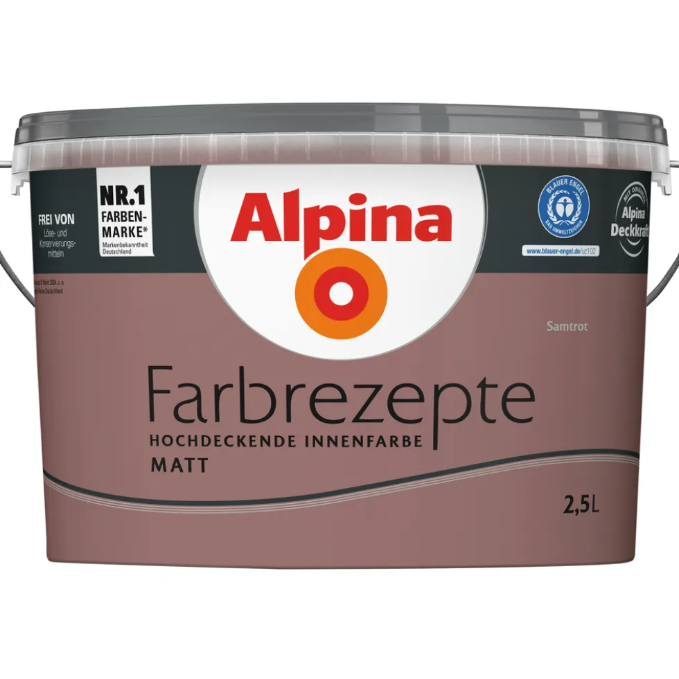 Alpina Farbrezepte "Samtrot" matt 2,5 Liter