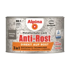 Alpina Metallschutz-Lack Dunkelgrau 300 ml RAL 9007 Hammerschlag