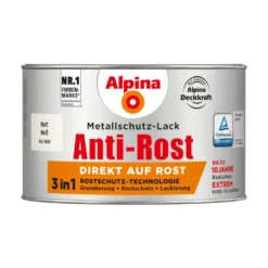 Alpina Metallschutz-Lack Hellgrau matt RAL 7001