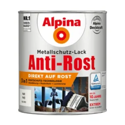 Alpina Metallschutzlack matt weiß 750 ml RAL 9010