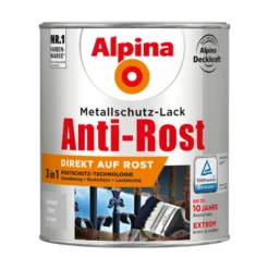 Alpina Metallschutzlack Silber glanz 750 ml RAL 9006