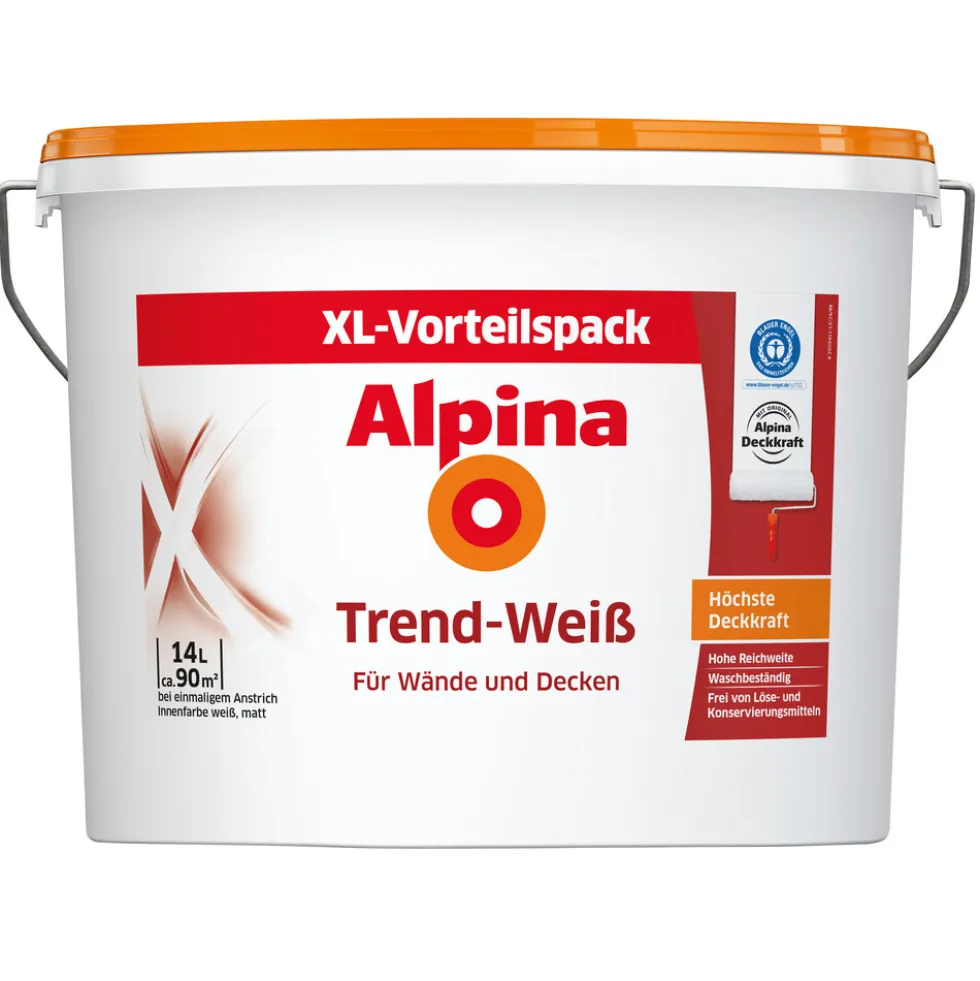 Alpina Trend-Weiß Wand- und Deckenfarbe 14 Liter