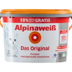 Alpinaweiß Wandfarbe 10 Liter + 1 Liter gratis