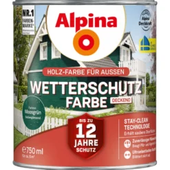 Alpina Wetterschutzfarbe Moosgrün deckend
