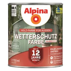 Alpina Wetterschutzfarbe Salbeigrün 750 ml halbdeckend