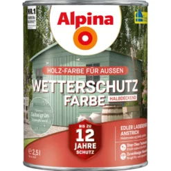 Alpina Wetterschutzfarbe Salbeigrün 2,5 Liter halbdeckend