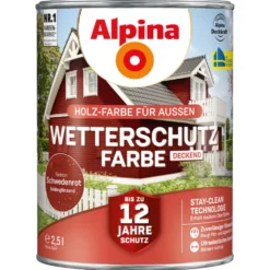 Alpina Wetterschutzfarbe Schwedenrot 2,5 Liter deckend