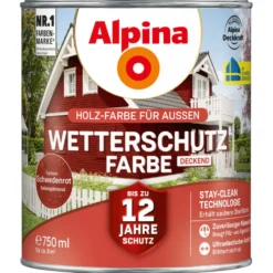 Alpina Wetterschutzfarbe Schwedenrot 750 ml deckend