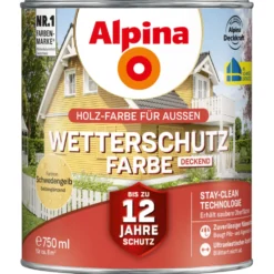 Alpina Wetterschutzfarbe Schwedengelb 750 ml deckend