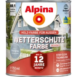 Alpina Wetterschutzfarbe Silbergrau 750 ml deckend