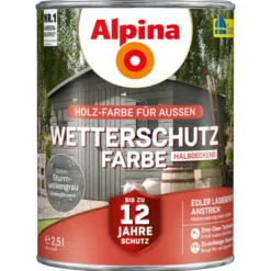 Alpina Wetterschutzfarbe Sturmwolkengrau 2,5 Liter halbdeckend