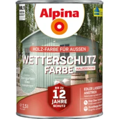 Alpina Wetterschutzfarbe Steingartenblau 2,5 Liter halbdeckend