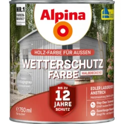 Alpina Wetterschutzfarbe Vintagegrau 750 ml halbdeckend