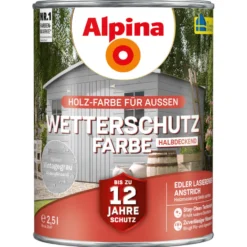 Alpina Wetterschutzfarbe Vintagegrau 2,5 Liter halbdeckend