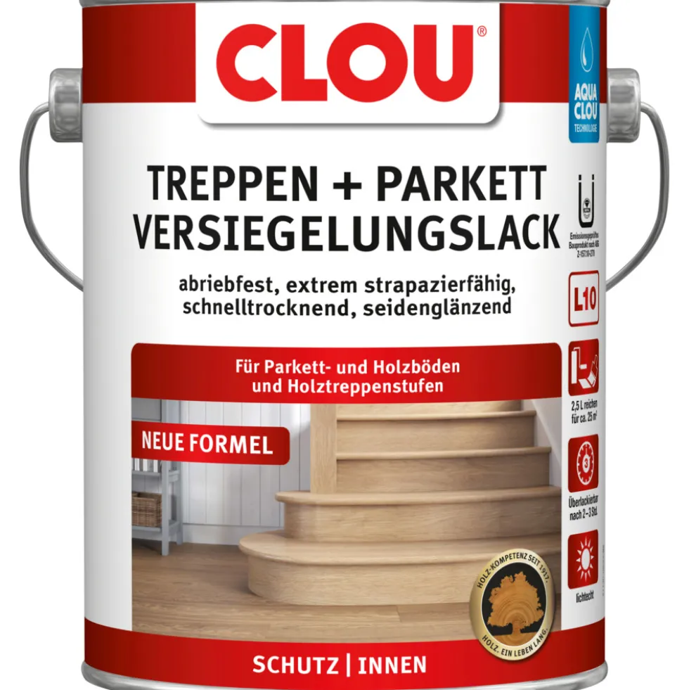 Aqua Clou® Treppen- und Parkettversiegelungslack 2,5 Liter