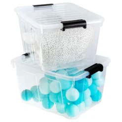 Aufbewahrungsbox 30 Liter mit Deckel, Grau-Transluzent