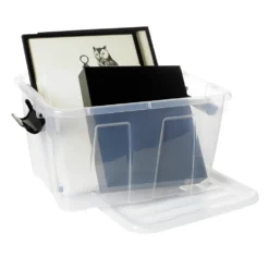 Aufbewahrungsbox 30 Liter mit Deckel, Grau-Transluzent