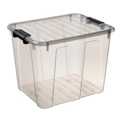 Aufbewahrungsbox 40 Liter mit Deckel, Grau-Transluzent
