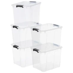 Aufbewahrungsbox 40 Liter mit Deckel, Grau-Transluzent