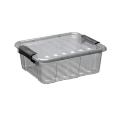 Aufbewahrungsbox 3,0 Liter mit Deckel, Grau-Transluzent