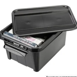Aufbewahrungsbox 32 Liter mit Deckel und QR-Code Etikett, farbig sortiert