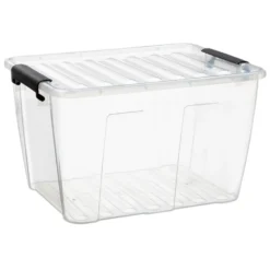 Aufbewahrungsbox 15 Liter mit Deckel, Grau-Transluzent