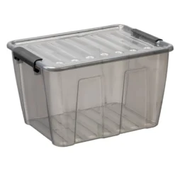 Aufbewahrungsbox 15 Liter mit Deckel, Grau-Transluzent