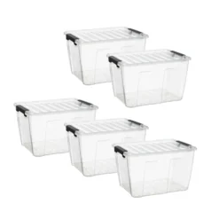 Aufbewahrungsbox 15 Liter mit Deckel, Grau-Transluzent