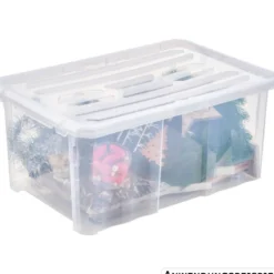 Aufbewahrungsbox mit Rollen 45 Liter, transparent
