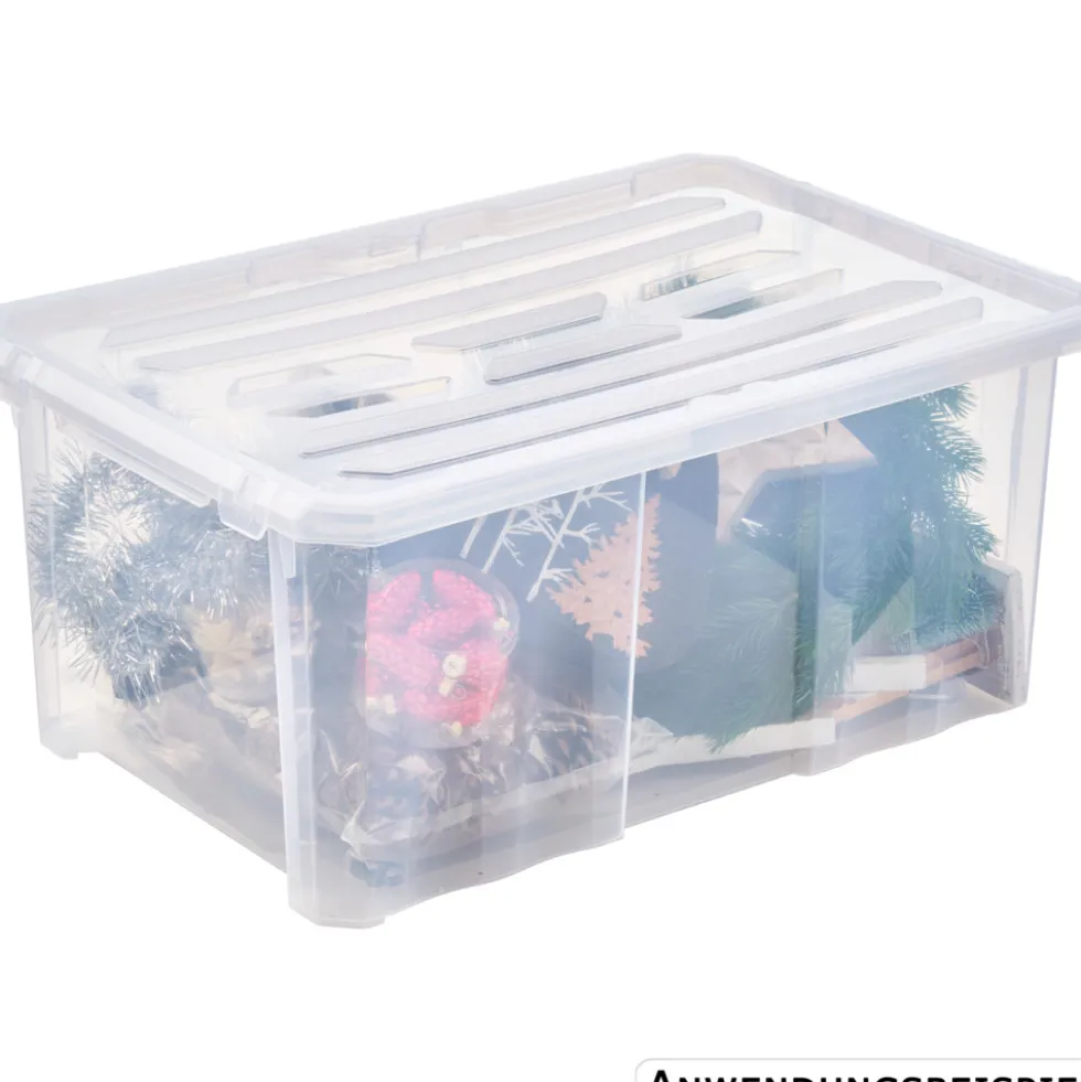 Aufbewahrungsbox mit Rollen 45 Liter, transparent