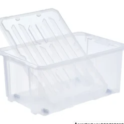 Aufbewahrungsbox mit Rollen 45 Liter, transparent