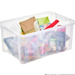 Aufbewahrungsbox mit Rollen 45 Liter, transparent