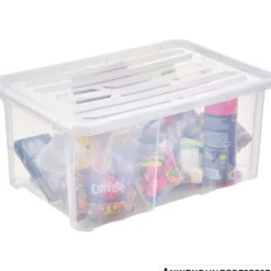 Aufbewahrungsbox mit Rollen 45 Liter, transparent