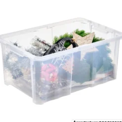 Aufbewahrungsbox mit Rollen 45 Liter, transparent