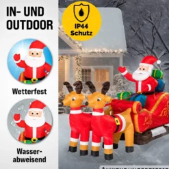 Aufblasbarer LED-Weihnachtsmann mit Schlitten
