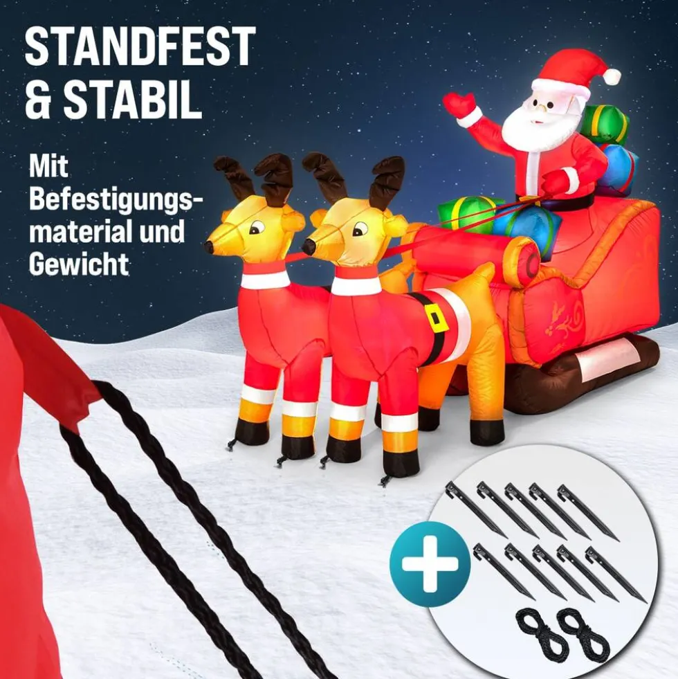 Aufblasbarer LED-Weihnachtsmann mit Schlitten