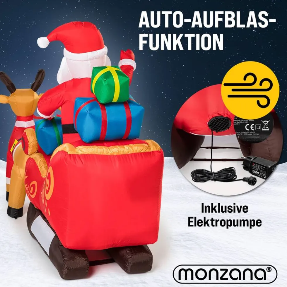 Aufblasbarer LED-Weihnachtsmann mit Schlitten