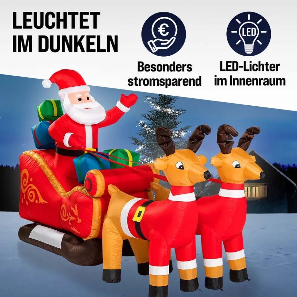 Aufblasbarer LED-Weihnachtsmann mit Schlitten