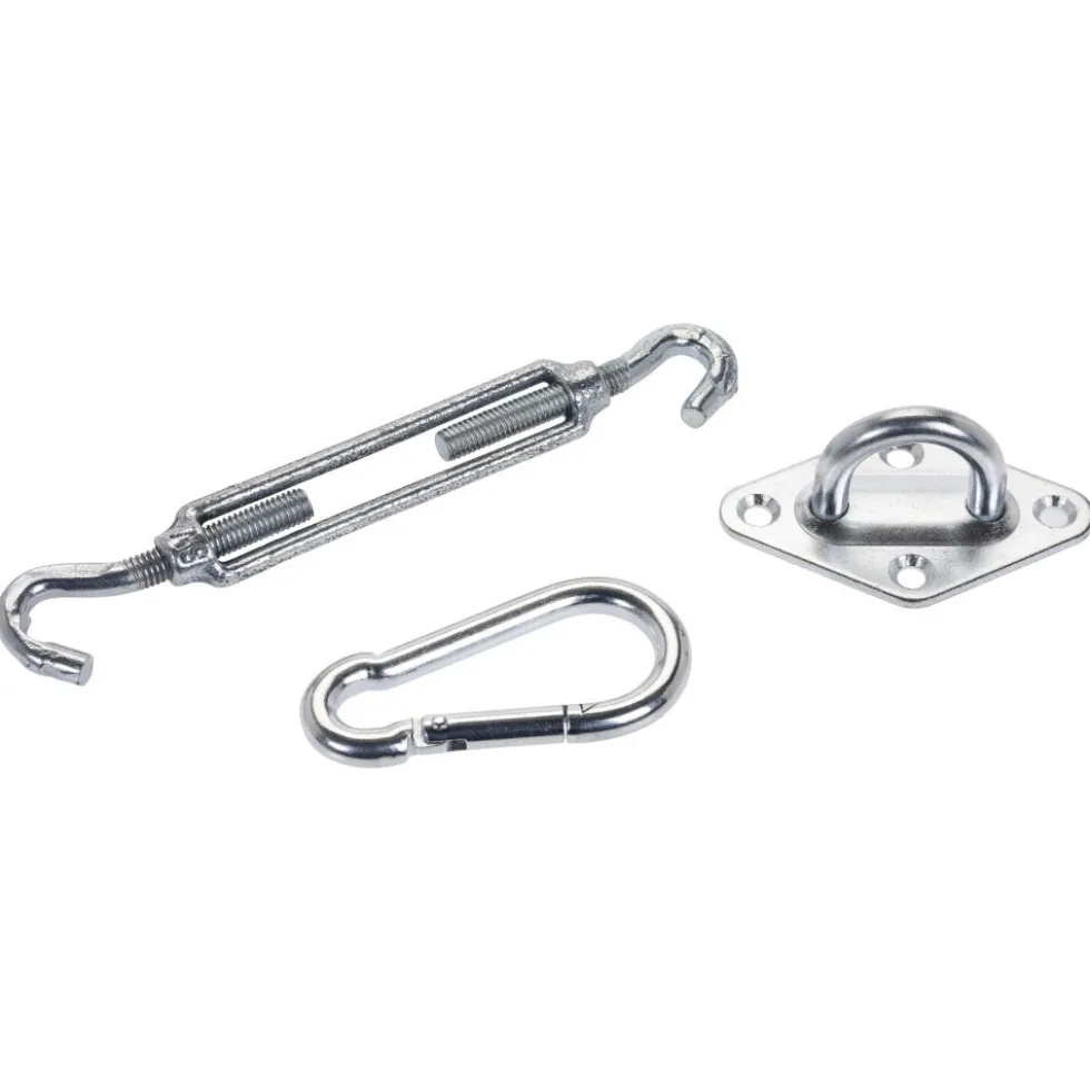 Aufhänge-Set 3-teilig für Sonnensegel in Silber aus verzinktem Eisen