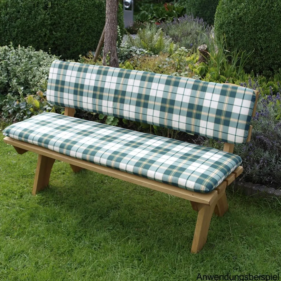 Auflage Boston für 3-Sitzer Gartenbank 2-teilig grün/beige kariert