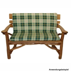 Auflage Boston für 2-Sitzer Gartenbank 98 x 88 x 7 cm grün/beige kariert