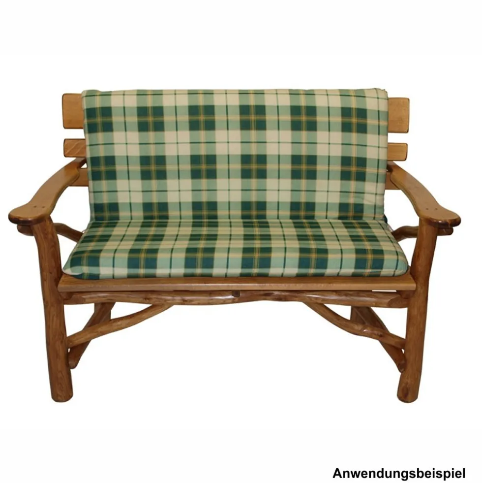 Auflage Boston für 2-Sitzer Gartenbank 98 x 88 x 7 cm grün/beige kariert