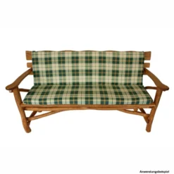 Auflage Boston für 3-Sitzer Gartenbank 140 x 88 x 7 cm grün/beige kariert
