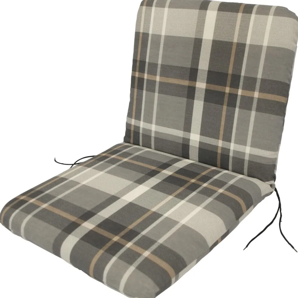 Auflage für Gartensessel grau-beige kariert