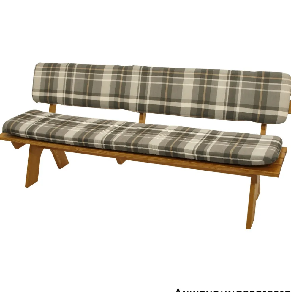 Auflagenset für 4-Sitzer Bank 2-teilig grau-beige kariert