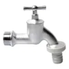 Auslaufventil 3/4" Messing matt verchromt Knebelgriff Wasserhahn