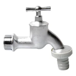 Auslaufventil 3/4" Messing matt verchromt Knebelgriff Wasserhahn