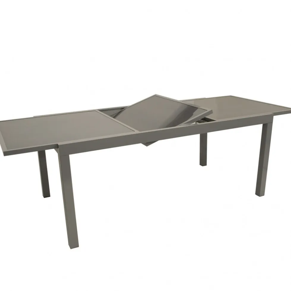 Ausziehtisch 140 bis 200x90x74 cm Aluminiumgestell und Sicherheitsglas
