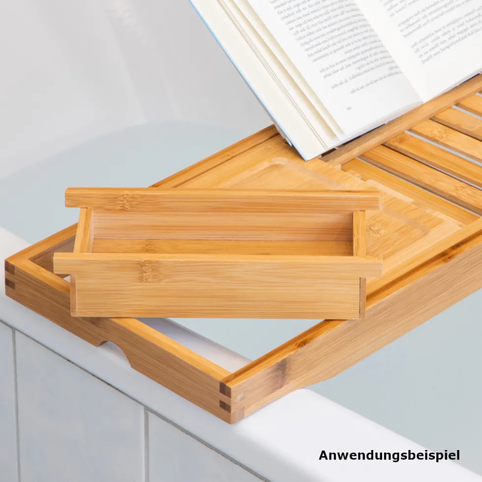 Badewannenablage von 70 bis 104 cm ausziehbar aus Bambus