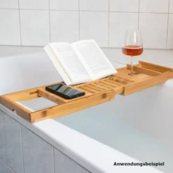 Badewannenablage von 70 bis 104 cm ausziehbar aus Bambus